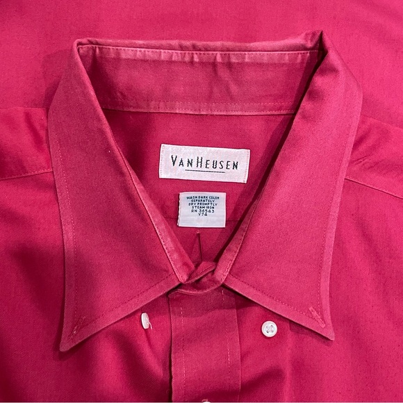 VGUC Van Heusen Deep Red Button-Down Dress Shirt - Picture 4 of 7